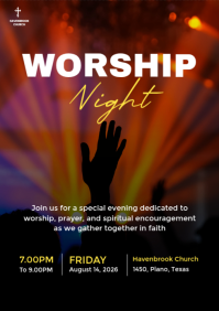 Black Worship Night Event A4 Template - Page 1
