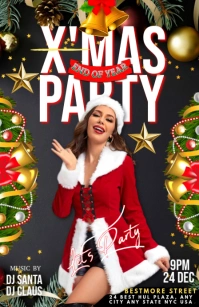 Black Joyful Xmas Party Poster  Tabloid template
