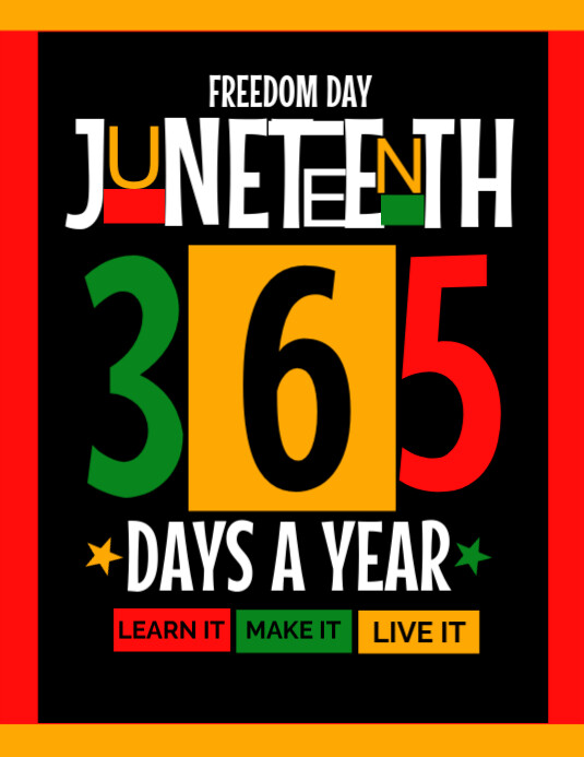 Black  Juneteenth , Freedom Day Flyer (us Letter) template