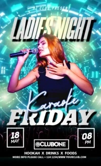 Black Karaoke Friday Night Party Video Flyer Us Legal template