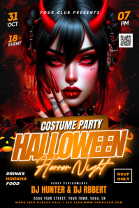 Black Halloween Costume Party Poster Template