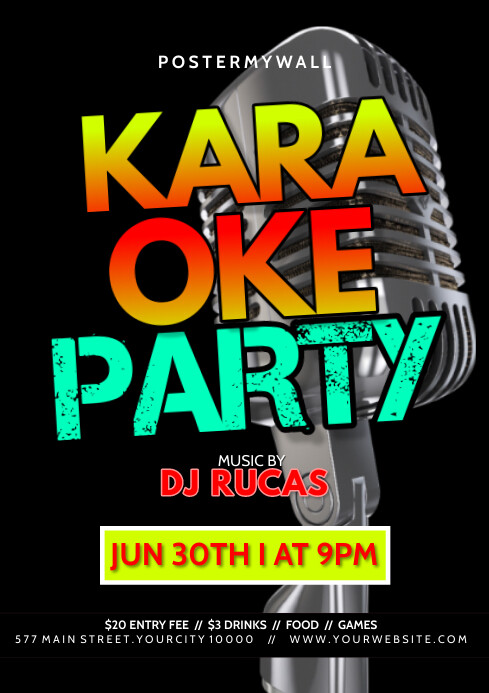 Black  Karaoke Party A4 template