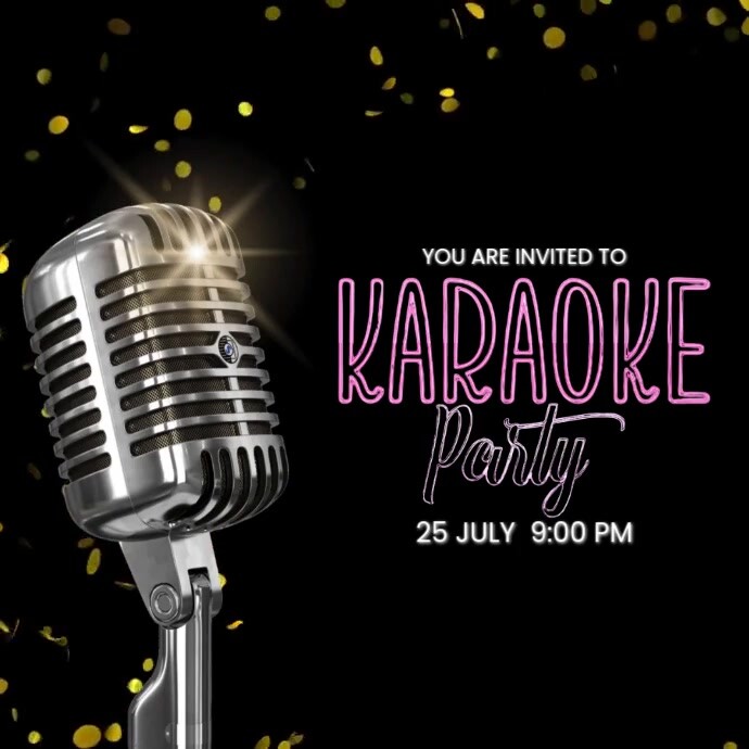 Black Karaoke Party Instagram Post template