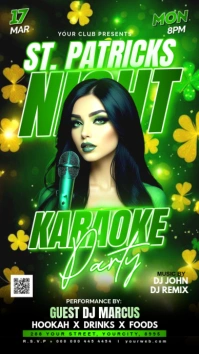 Black Karaoke St. Patricks Night Paty Flyer Instagram Story template