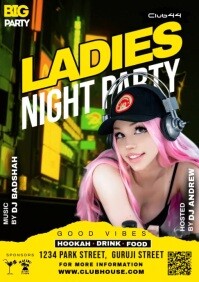 Black Ladies Night Party A5 template