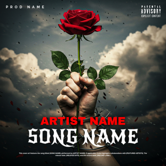 Black Last Rose War Album Cover Template | PosterMyWall