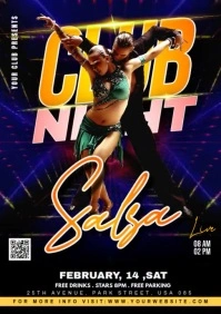 Black Latin Salsa Night Party Video Flyer A4 template