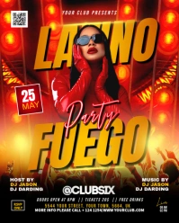 Black Latino Night Party Flyer Instagram Portrait template