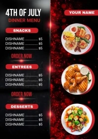 Black List-based 4th Of July Menu A4 template