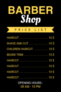 Black Barber Shop Price List Poster Template