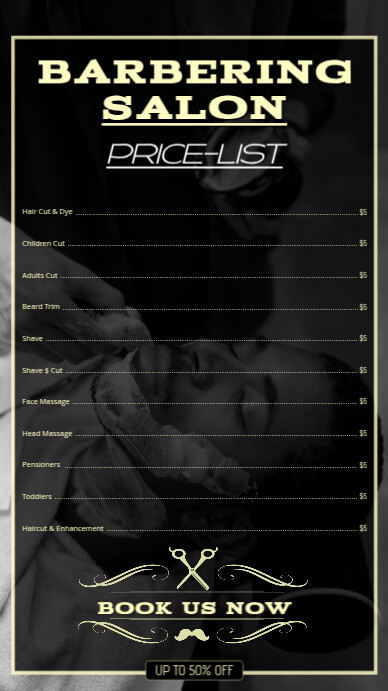 Black List-based Barber Shop / Salon Design Template Instagram Story