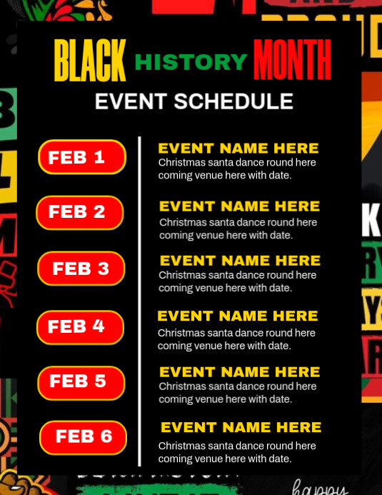 Black List-based Black History Month Schedule Template Flyer (us Letter)