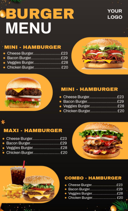 Black List-based Burger Menu Template Design Us Legal