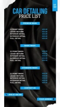 Black List-based Car Detailing Price List Dig Pantalla Digital (9:16) template