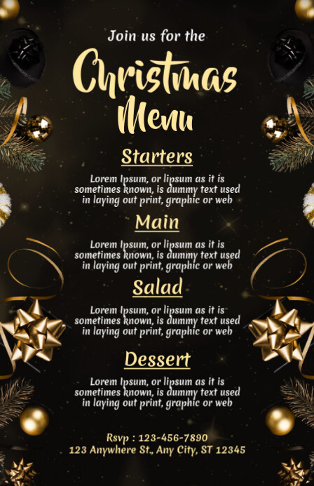 Black List-based Christmas Menu Tabloid template
