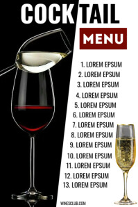 Black List-based Cocktail Menu  Poster template