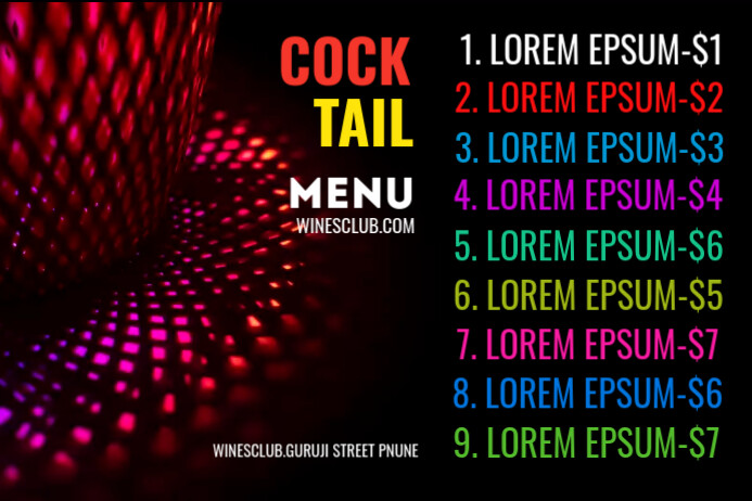Black List-based Cocktail Menu  Poster Plakkaat template