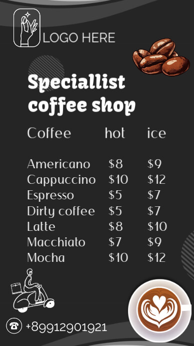 Black List-based Coffe Menu Instagram Story template
