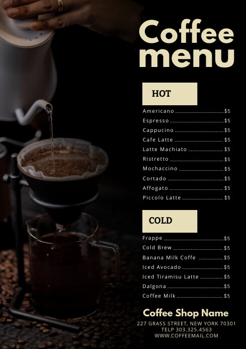Black List-based Coffee Menu A4 template