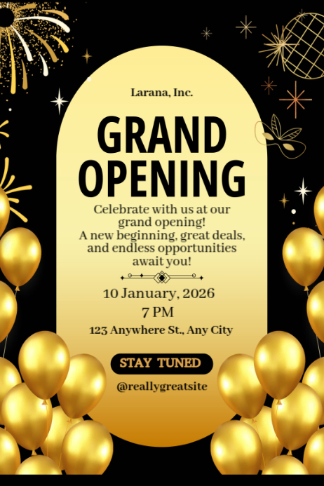Black List-based Elegant Black And Gold Grand Opening Flyer Template ...