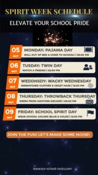 Black List-based Elegant School Spirit Week Event Planner Instagram Story template