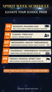 Black List-based Elegant School Spirit Week Event Planner Instagram Story template