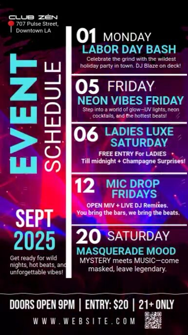 Black List-based Events Schedule Template Instagram Story