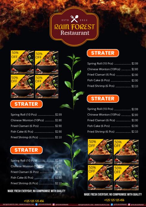 Black List-based Food Menu A4 template
