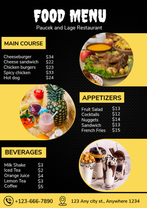 Black List-based Food Menu A4 template