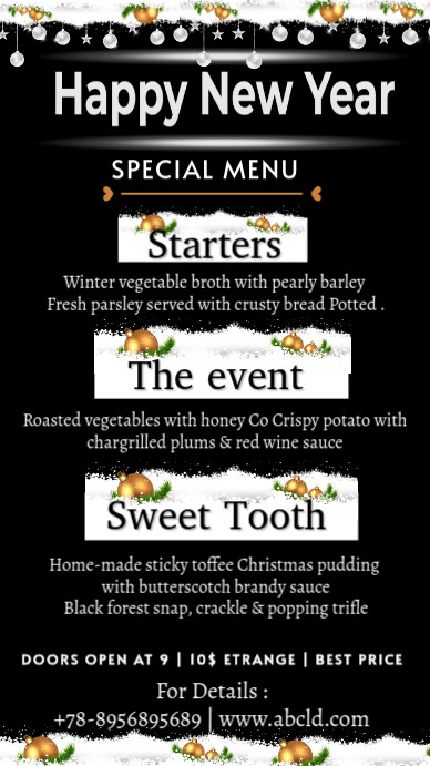 Black List-based Food Menu Card Digital Display (9:16) template