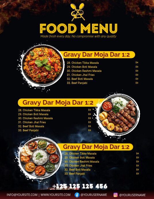 Black List-based Food Menu Flyer (us Letter) Pamflet (VSA Brief) template