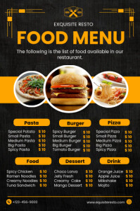 Black List-based Food Menu Poster template