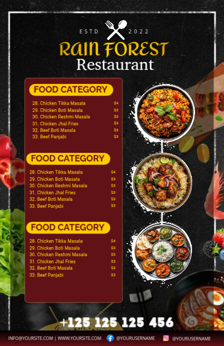 Black List-based Food Menu Tabloid Boulevardzeitung template