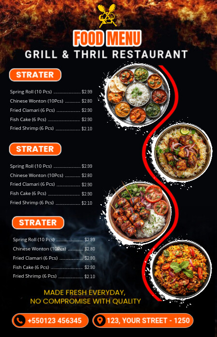 Black List-based Food Menu Tabloid Poniekoerant template