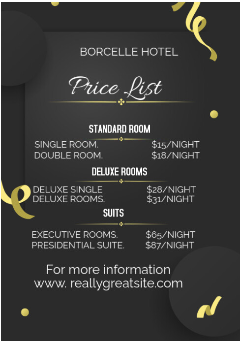 Black List-based Food Price A5 template