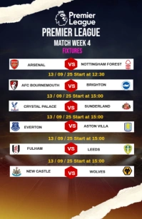 Black List-based Football Match Fixtures  Half Page Wide template