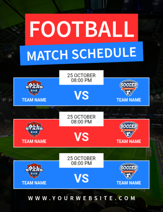 Black List-based Football Match Schedule Flyer Template | PosterMyWall