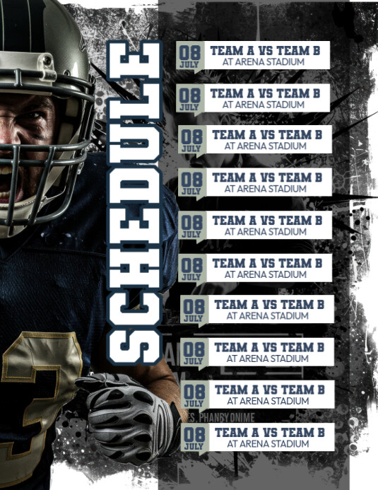 Black List-based Football Schedule Flyer (us Letter) Pamflet (VSA Brief) template