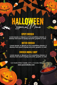 Black Halloween Special Menu Ihluzo le-Pinterest Template