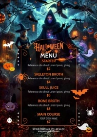 Black List-based Halloween Restaurant Menu Template A4