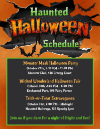 Black List-based Halloween Schedule Template Flyer (us Letter)