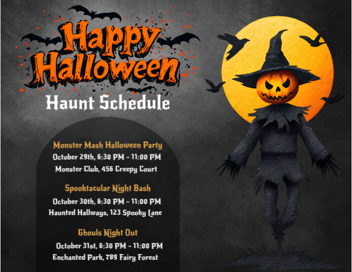 Black List-based Halloween Schedule Template Flyer (us Letter)