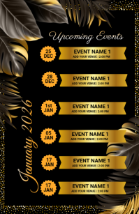 Black List-based January Upcoming Events Calendar  Tabloid template