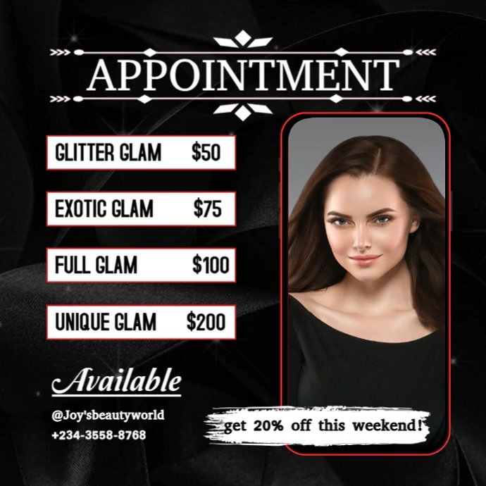 Black List-based Makeup Price List  Instagram Post template