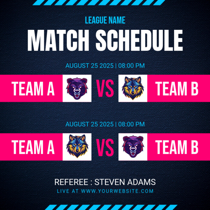 Black List-based Match Schedule Instagram Post template