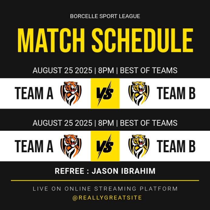 Black List-based Match Schedule Instagram Post template