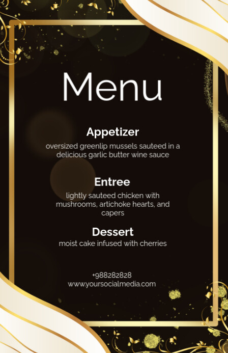 Black List-based Menu Restaurant  Tabloid template