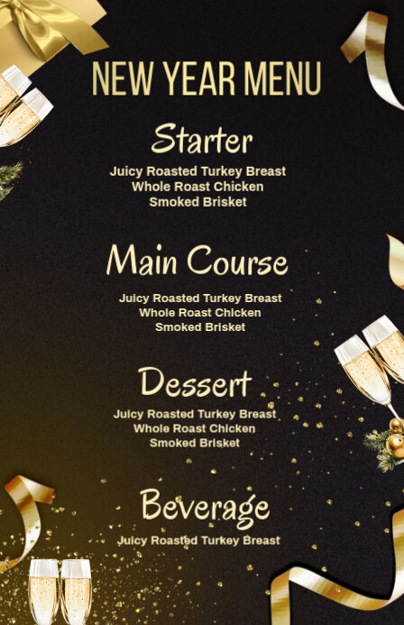 Black List-based New Year Menu Template Design Tabloid 小报