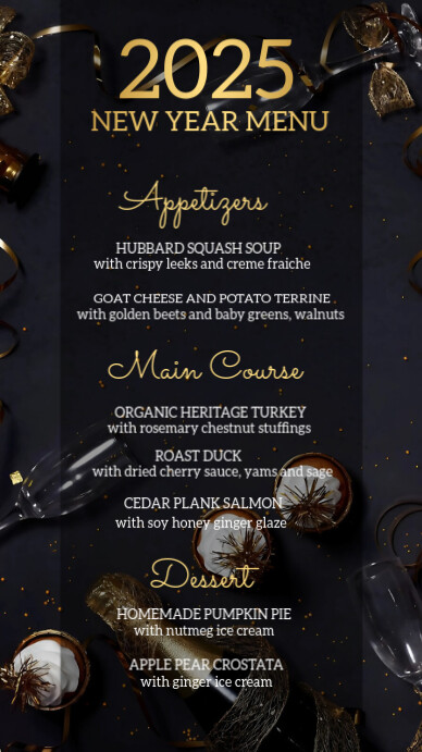 Black List-based New Year Menu Template  Whatsapp Status