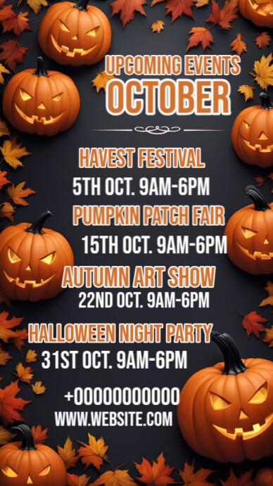 Black List-based October Upcoming Events Instagram Story Template ...